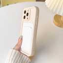 Lovmooful Compatible for iPhone 13 Pro Max Case Cute Color Card Holder Design for Girls Women Soft TPU More Shockproof Protective Girly for iPhone 13 Pro Max Case-White