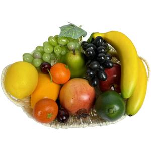Generic 17pcs Artificial Mixture Fruits,Simulation Fruit Props for Photography Display, Lifelike Realistic Fake Fruits Home Decor Craft Fruit Set Fake Grapes Fake Banana, HC2412-17