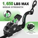 Retractable Ratchet Straps (4-Pack) - 1 Inch x 10 Feet (1,650lb Break Strength) - Auto Self Retracting Tie Down Straps for Truck, Cargo Trailer, Motorcycle, ATV, UTV - Black