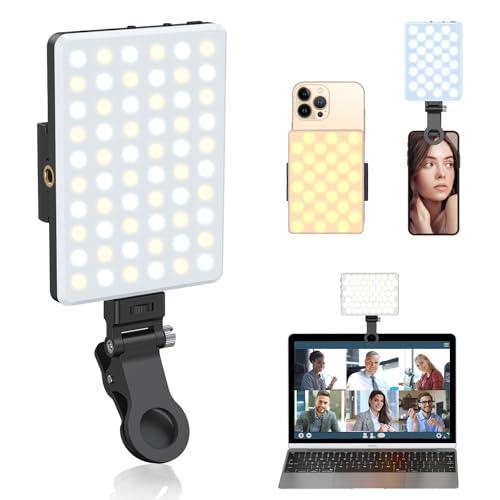 OLRPT Selfie Light, Phone Light with Front & Back Clip, 60 LED Portable Light with 3 Modes, 5000mAh Rechargeable Video Light for Phone, iPhone, IPad, Laptop, TikTok, Makeup, Live Stream, Vlog