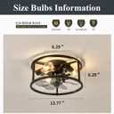 Flush Mount Ceiling Fans with Lights and Remote Control Black Caged Low Profile Ceiling Fan Modern Metal Ceiling Fan for Farmhouse Dining Room Bedroom Kitchen Living Room, 13 inch