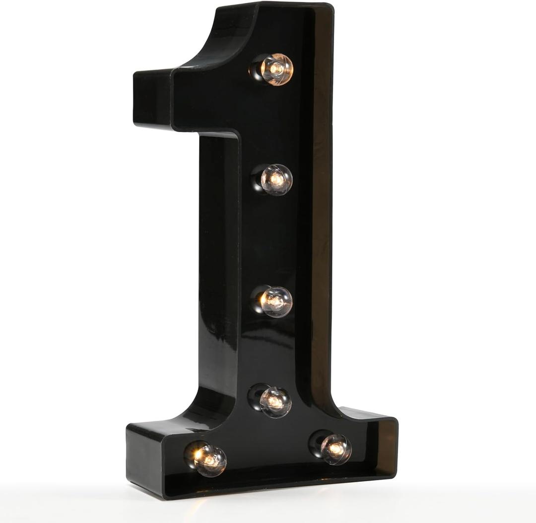 OYCBUZO Light Up Black Alphabet Marquee Number Sign LED Marquee Number Lights Sign for Night Light Home Bar Christmas Lamp Birthday Party Wedding Decoration 1