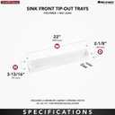 Rev-A-Shelf 22" Tip-Out Plastic Sink Tray for Kitchen and Bathroom Base Cabinets, Large Pullout Vanity Shelf Home Organizer, White, LD-6591-22-11-1