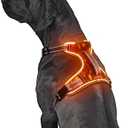 Light Up Dog Harness No Pull LED Dog Harness with Soft Handle Rechargeable Lighted Dog Harness for Large Dogs (Reflective, Adjustable, Lightweight), Orange-LED