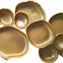 Set of 10 Gold Round Serving Bowls, 17 Inch Decorative Snack Tray Set for Chip & Dip, Nuts, Appetizers, Strong Brass & Enamel Home Decor for Entertaining, Parties, Weddings