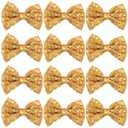 12 Pieces Sequin Bows for Girls 4.7" Large Cheer Hair Bow with Alligator Clips Hair Accessories for Kids Toddler Cheerleaders Teen Girls College Sports (Gold)