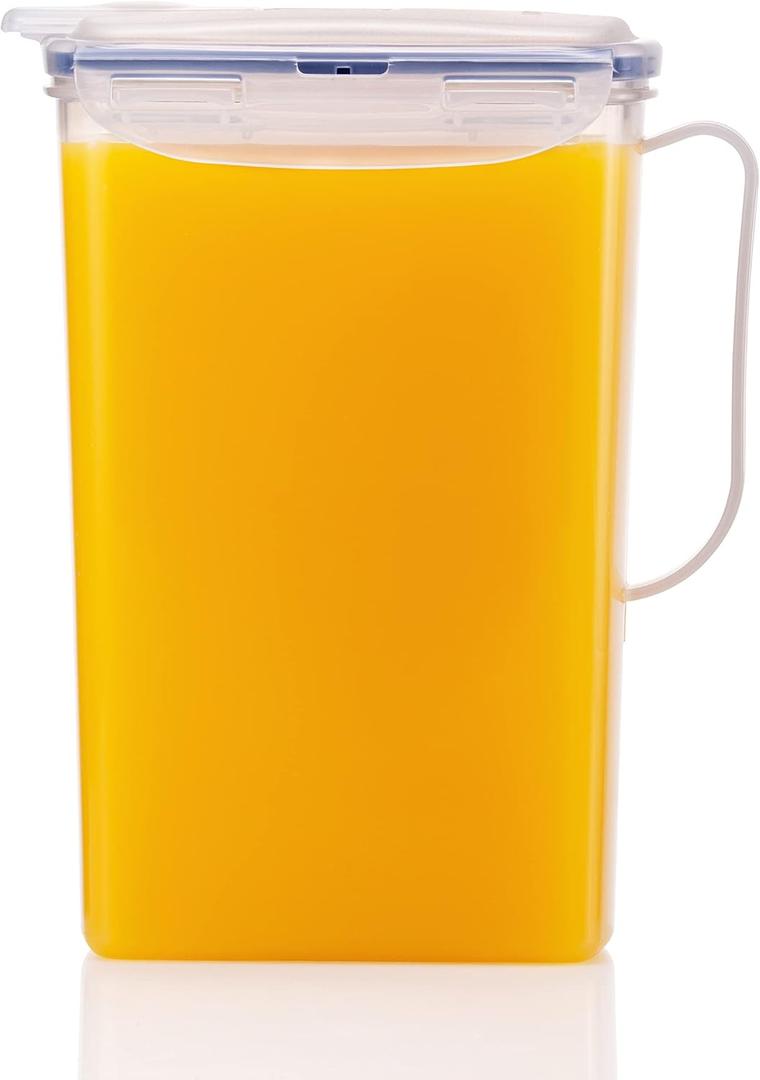 LocknLock Aqua Fridge Door Water Jug with Handle BPA Free Plastic Pitcher with Flip Top Lid Perfect for Making Teas and Juices, 2 Quarts, Clear (64 Ounces)
