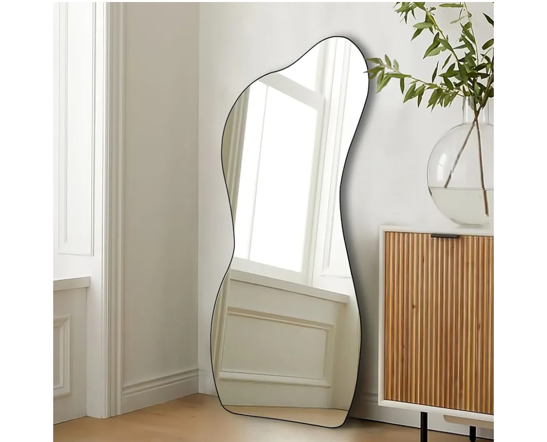 POZINO Irregular Mirror, Asymmetrical Wall Mirror, 47.2"x22" Frameless Abstract Mirrors for Wall, Modern Unique Shape Mirrors for Living Room Bathroom Bedroom Entryway Hallway