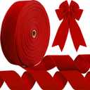 Syhood 2.5 Inch, 150 Yard Christmas Scarlet Velvet Ribbon with Gold Edge, Wired Ribbon Waterproof Velvet Decoration Wrapping for Xmas Tree Wreath Bows Floral DIY Craft Ornaments