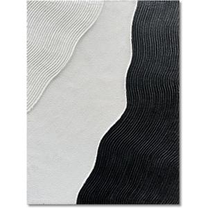 NANKAI Art 40x28 inches Hand painted Black and White Thick Texture Abstract Oil painting Modern Minimalist art Painting wall Decorative art, White,Black (Nkhb206)