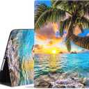 WEUIUJKILO Case for iPad (A16) 11th Generation 11 Inch 2025, iPad 10th Generation 10.9 Inch 2022, Slim PU Leather Folding Stand Smart Cover with Auto Sleep/Wake, Shore Palms Tropical Beach
