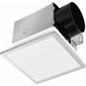 Tech Drive Modern Nickel Bathroom Exhaust Fan with Light - 130 CFM, 1000lm Dimmable 5CCT LED Light with Night Light Selectable, 6-Inch Duct Quiet Ventilation, Decorative Nickel Trim, Easy to Install