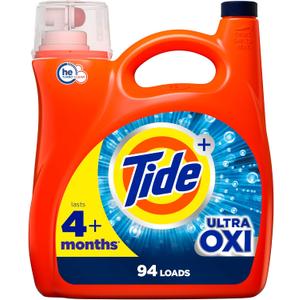 Tide Ultra Oxi Liquid Laundry Detergent HE Compatible, 94 Loads, 132 fl oz (Packaging May Vary)