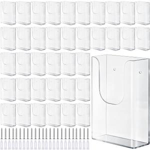 Blulu 40 Pcs 4 x 6 Inches Acrylic Brochure Holder Wall Mount, Clear Flyer Holder Rack, Plastic Pamphlet Stand with Nails for Magazine, Booklet, Card, Bookmark Display, Home Office Church Supplies