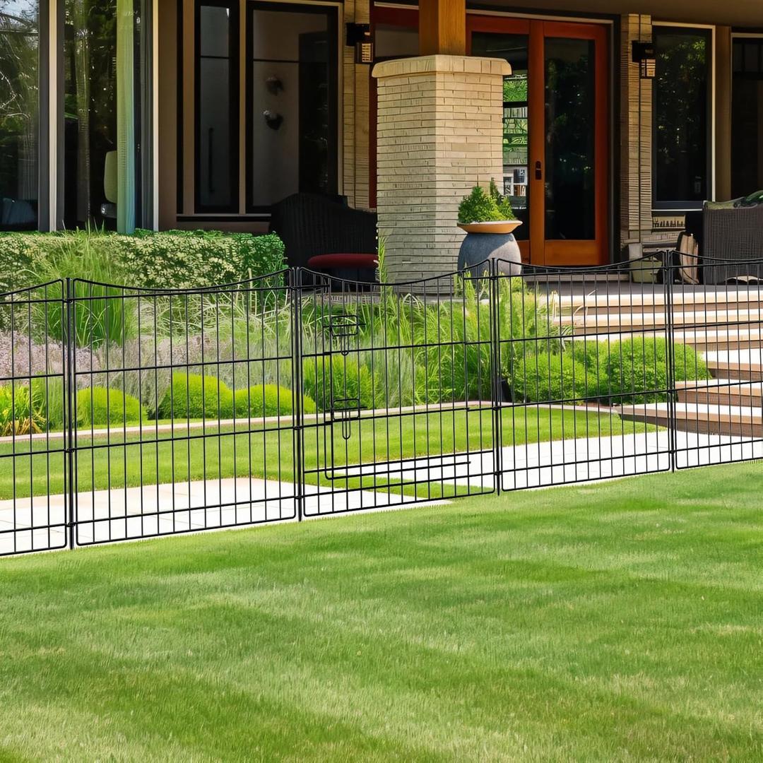 INJOPEXI Garden Fence 12 Panels 23.6ft(L)24in(H) Decorative Garden Fences with 11 Panels + 1 Gate, Rustproof Metal Wire Temporary No Dig Rabbit Animal Barrier Fencing Dog Fence for Yard Patio Outdoor