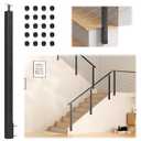 36" Side Mount Stair Cable Railing Post for 28-38 Degrees Stair, Universal Space-Saving Fascia Mount Stair Deck Handrail Post for Both Left & Right Side Cable Railing System Kit Indoor Outdoor