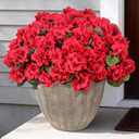 12 Pcs Artificial Flowers for Outdoors, Faux Silk Geraniums Flowers UV Resistant Fake Flowers Outdoor Plants for Front Porch Yard Patio Garden Home Decor (12, Red)