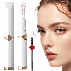 Heated Eyelash Curler, 2-in-1 Clip-Type Design, 3 Temperature Modes, USB Rechargeable Electric Eyelash Curler, Natural Curling 24H Long-Lasting Curl, Gift for Women & Girls, White-CA