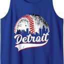 Vintage Detroit Baseball Lover Men Women Game Day Tank Top Blue S
