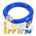 36/48 inch Commercial Gas Hose Connector Kit, Flexible Blue Gas Hose Kit,1675KIT36 Safety System Kit,Gas Line Hose with 3/4' Quick Disconnect,Restraining Devices for Commercial Kitchen Equipment