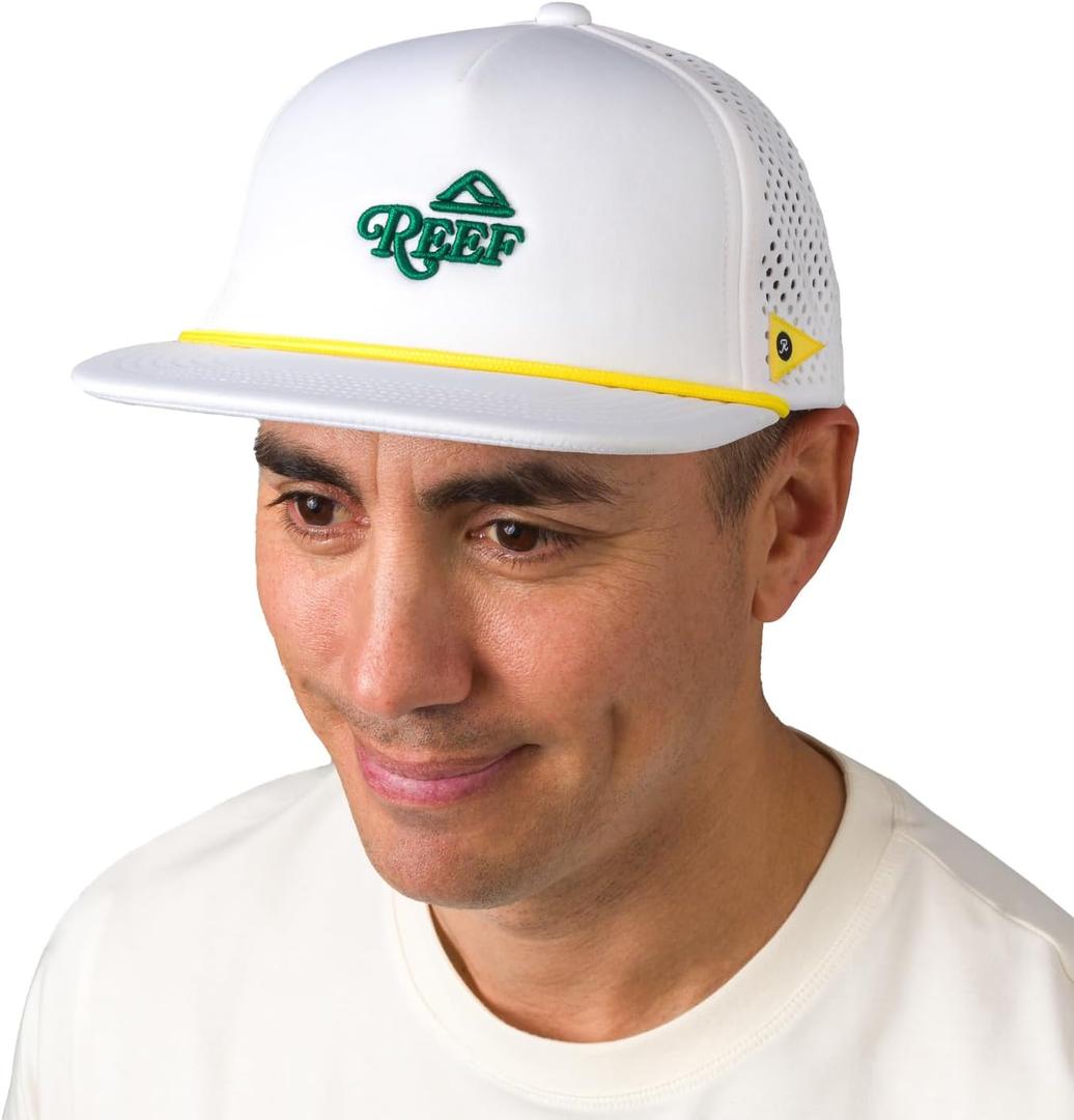 REEF Blackball Logo Trucker Snapback Adjustable Hat Bright White