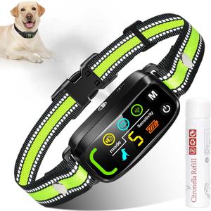 Citronella Bark Collar [1* Spray Refill] Anti Barking Training Collar, Citronella Dog with 5 Adjustable Sensitivity Beep/Vibration/Spray for L/M/S Dog Training-Green