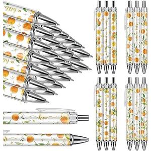 Chuangdi 21Pcs Baby Shower Ballpoint Pens Favors Bulk Orange Cutie Retractable Ballpoint Pen Black Ink with Gifts for Guests School Supply