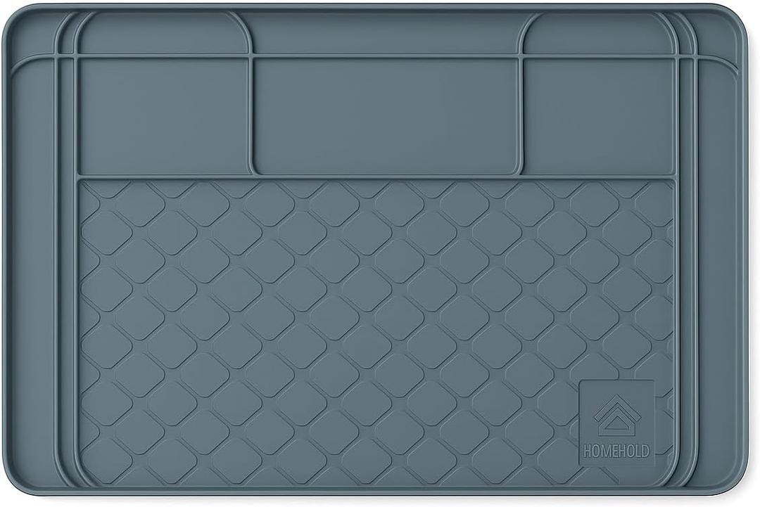 Waterproof Under Sink Mat for Kitchen, 34" x 22" (Customizable to Smaller Sizes), Silicone Drip Tray for Kitchen and Bathroom Cabinets, Holds up to 3.3 Gallons of Liquid - Grey