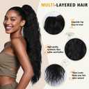 30 Inch Black Ponytail Extension, Layered Ponytail Extensions for Women, Soft Wavy Claw Clip in Ponytail Extension, Natural Synthetic Hair Pieces for Women (Color: Black)