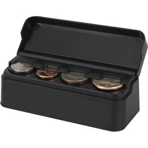 Coin Holder for Car Change Organizer Storage Money Dispenser Trucks Accessories Box, Mini Organize Coins Case Box Classic Black Premium Plastic Container Quality (Quarter, Dimes) Sorter Lid Car