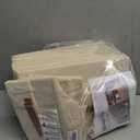 DIMJ Closet Organizers and Storage - Pull-out Fabric Bins with Drawers for Closet Foldable Clothes Organizers with Clear Window, Stackable Storage Drawers for Bedroom,Living Room,Shelf,6-Pack, Beige