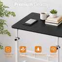 Zanbeel Mobile Standing Desk Adjustable Height for Laptop Small Rolling Desk & Portable Table on Wheels Small Standing Table with Wheels for Home Office (Wood)