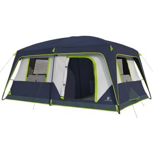 LET'S CAMP 10 Person Tent, Large Family Camping Tent, 2 Rooms with Divider