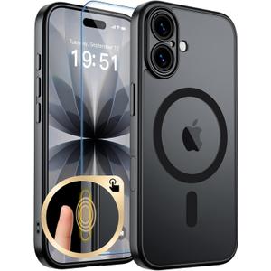 zapica Magnetic for iPhone 17 Case, Upgraded [Camera Control Button] [Full Camera Protection] [with 1 Screen Protector] Translucent Matte Shockproof Protective Phone Cover, Midnight Black
