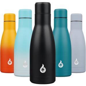 BJPKPK Insulated Water Bottle 12oz Small Stainless Steel Water Bottles Reusable Metal Thermal Keep Cold and Hot,Midnight Black