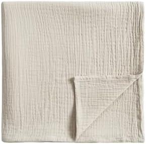 Meracorallo Muslin Swaddle Blanket, 100% Cotton Receiving Blanket Soft and Breathable Swaddle Wrap for Baby Boys and Girls, Beige, Pack 2