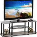 Furinno Turn-N-Tube No Tools 3D 3-Tier Entertainment TV Stand up to 50 inch TV, Round Tubes, French Oak Grey/Black