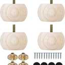Michanco 2 Inch Bun Feet for Furniture Set of 4 Unfinished DIY Wood Furniture Legs for Couch Sofa Ottoman