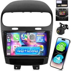 [4+128G] Upgrade Radio for Dodge Journey 2011-2019 & for Fiat Freemont 2012-2014: 9 inch Android Incell Touchscreen Stereo - Wireless Carplay and Android Auto, 5G/WiFi, GPS, BT 5.0 + Backup Camera