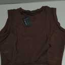 ARRIVE GUIDE Crop Top Athletic Shirts for Women Cute Sleeveless Yoga Tops Running Gym Cotton Cropped Workout Clothes (Small, Brown)