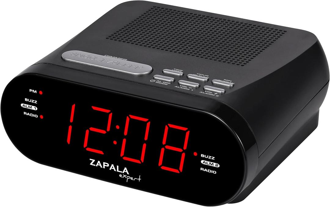 Alarm Clock Radio for Bedroom, 2 Alarms Bright LED Display Plug in Simple Basic Digital FM Clock Radio with USB Charging Port, Adjustable Volume, Snooze for Deep Sleepers
