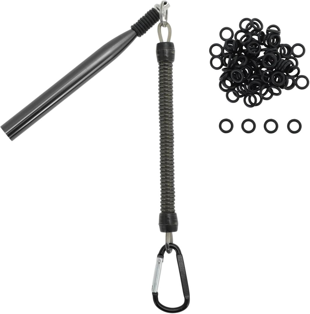 CAPASTEC Wacky Rig Tool, Professional Fishing Gear, Wacky Rig Kit, with Fishing O-Rings, Essential Equipment for Anglers, 1 Set (Black)