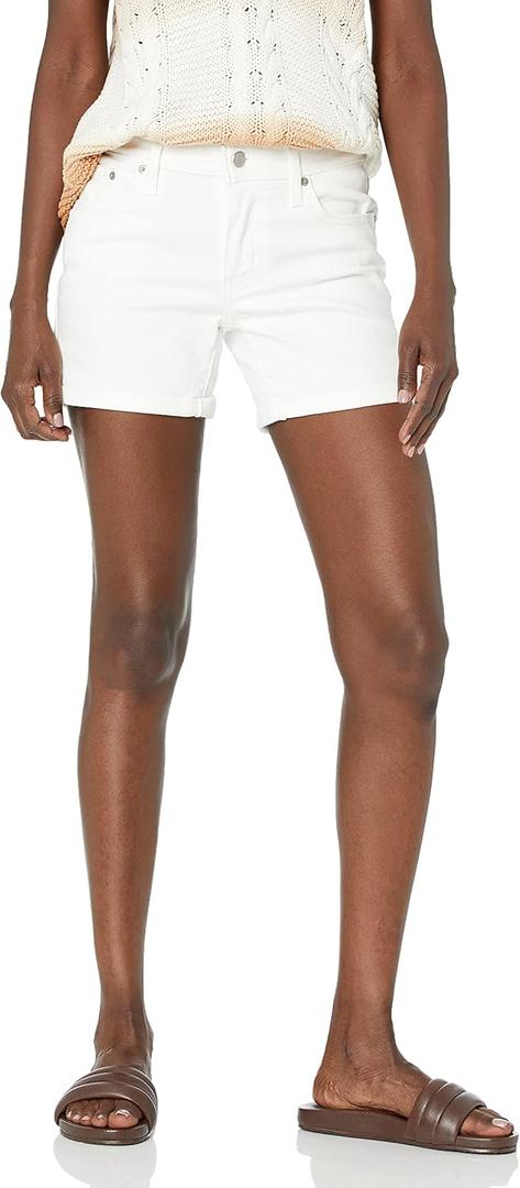 Levi's Women's Mid Length Shorts (25, Chalk White)