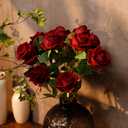 Solivya 6 Pcs Artificial Rose Flowers, Dark Red Silk Roses with Long Stems, Realistic Fake Roses for Wedding Centerpiece Party Home and Office DIY Decor