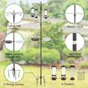 YINGYM Bird Feeding Station Kit, 94 Inch Bird Feeder Pole Stand for Outdoors Hanging with 4 Feeders, Metal Suet and Bath Tray for Wild Birds Watching