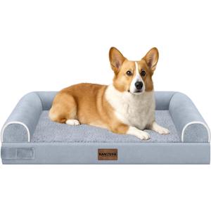 Medium Large Dog Bed Orthopedic Washable: Beds Bolster Medium Large Sized Dog Bed Egg Crate Foam Couch Sofa Waterproof with Removable Cover (30.0"L x 20.0"W x 6.0"Th, Light Grey)