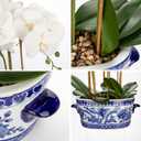 Briful Orchid Artificial Flowers in Blue and White Porcelain Pot 19.7" White Faux Silk Orchid Arrangement Large Fake Orchid Floral Centerpiece for Elegant Home Office Living Room Kitchen Table Decor