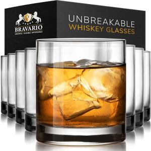 Unbreakable Tritan Plastic Whiskey Glasses | Shatterproof Double Rocks | Dishwasher-Safe | BPA-free | Perfect for Cocktail Bourbon | 12.5 oz, Set of 8