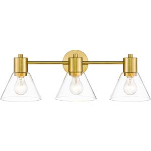 LMS Gold Bathroom Vanity Light Fixtures, 3 Light Bathroom Light Fixtures with Clear Glass Shade, LMS-108 LMS Gold Bathroom Vanity Light Fixtures, 3 Light Bathroom Light Fixtures with Clear Glass Shade, LMS-108