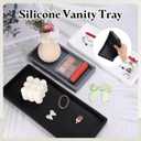 uxcell Silicone Bathroom Tray, 11.8" x 4.9" Rectangular Vanity Tray for Dresser Top, Toilet, Small Tray for Soap Dispenser Lotion Bottles Perfume Jewelry Candle, White